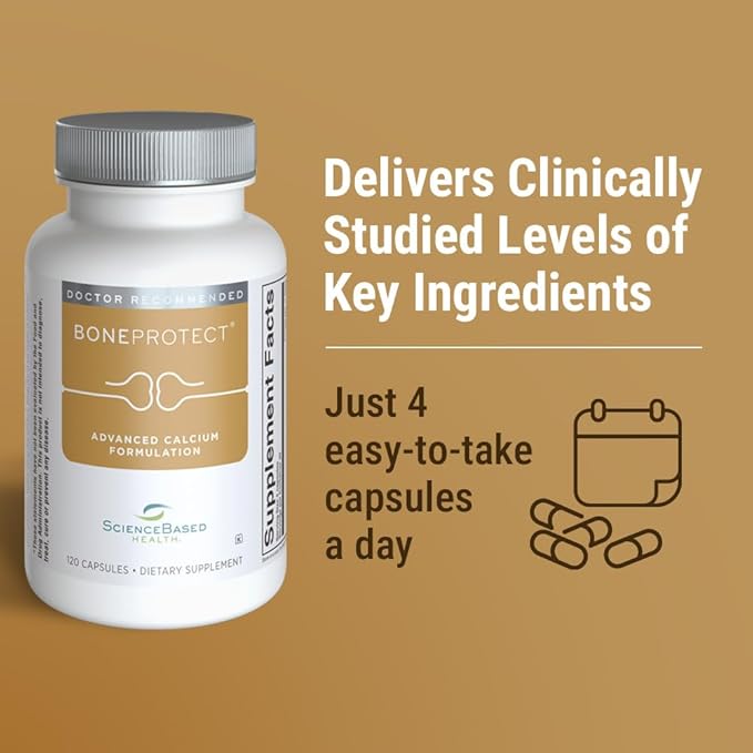 ScienceBased Health BoneProtect – Advanced Bone Health Supplement with Calcium Citrate Vitamin D3 K2 (MK‑7) Magnesium and Antioxidants – Supports Bone Density Heart and Colon Health – 120 Capsules