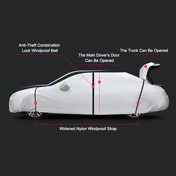 Car Cover for Mercedes Benz AMG CLA Coupe CLA180/CLA200/CLA220d/CLA250/CLA250e/CLA260/CLA 35/CLA 45 Coupe 5-Doors All Weather Waterproof Rain Snow UV Windproof Protection Cover with Reflective Strips