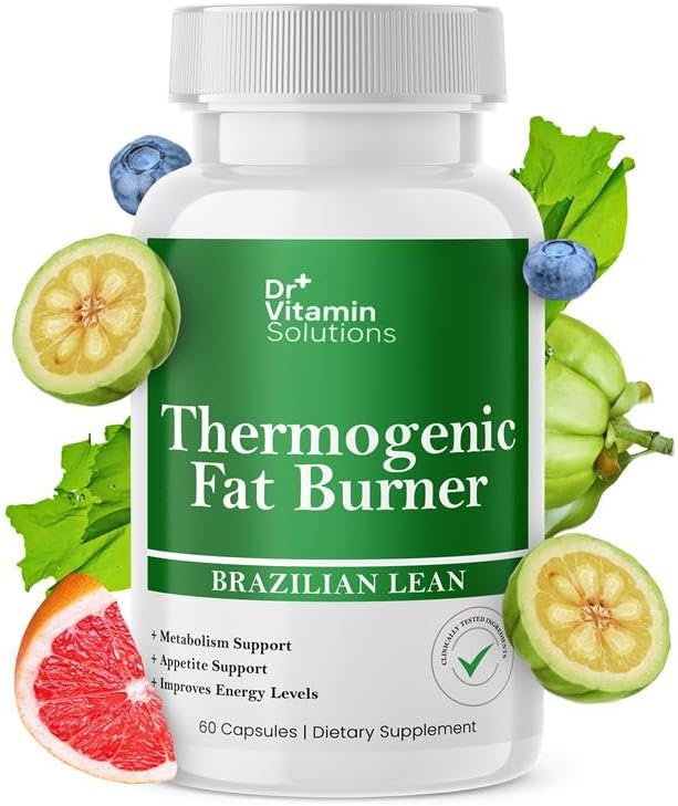 DR VITAMIN SOLUTIONS Thermogenic Fat Burner Brazilian Lean 60 Capsules and Dr. Vitamin Candida Cleanse Supplement for Men &amp Women 30 Capsules