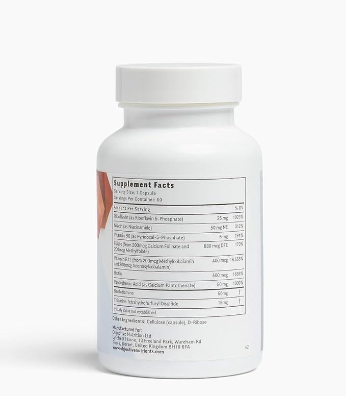 Thiactive B Complex Uniquely Formulated Contains TTFD &amp Benfotiamine No Toxic Fillers Supports Energy Metabolism Third Party Tested Made in USA 60 capsules