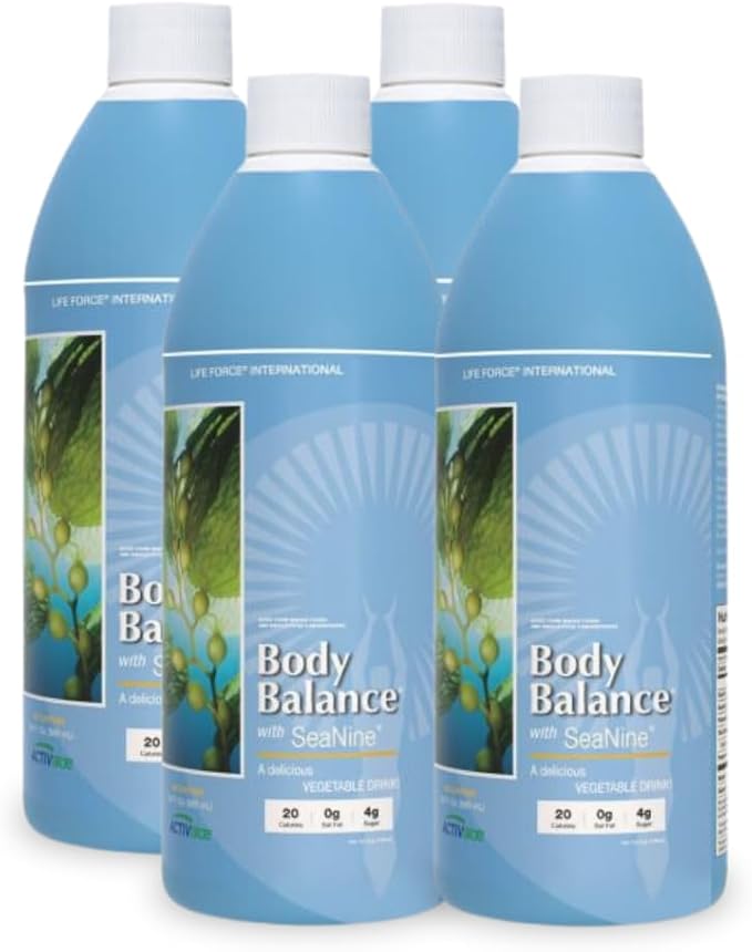 Youngevity Body Balance Land &amp Sea Plant Based Nutrition - Sea Vegetables Kelp Nori Honey Aloe Vera and More - 75+ Nutrients w/Vitamins Minerals Amino Acids - (32 Fl Oz) (4)
