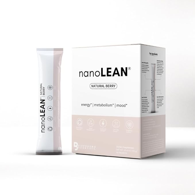 Biopharma Scientific NanoLean Natural Weight Management and Healthy Energy Drink | Natural Berry Flavor| 30 Servings | Fat Burning Increased Metabolism | Ashwagandha Green Tea