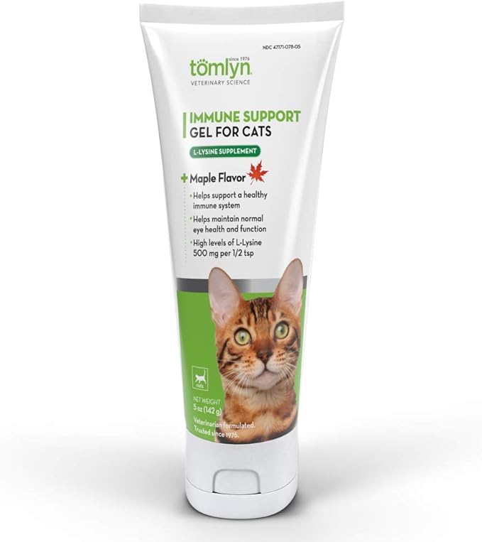 Tomlyn Immune Support Daily L-Lysine Supplement: Maple-Flavored Lysine Gel for Cats and Kittens 5oz