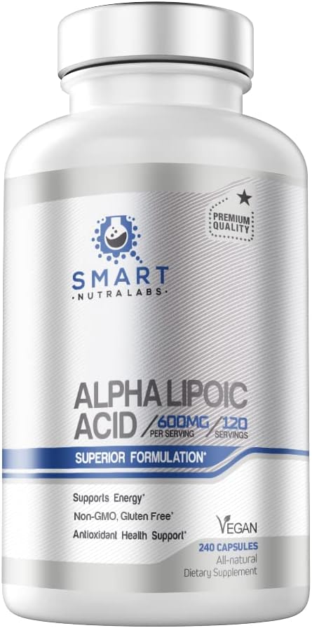 Alpha Lipoic Acid 600mg Per Serving 240 Vegan Capsules- Gluten Free Pure Non-GMO ALA- Supports Energy &amp Anti Oxidant