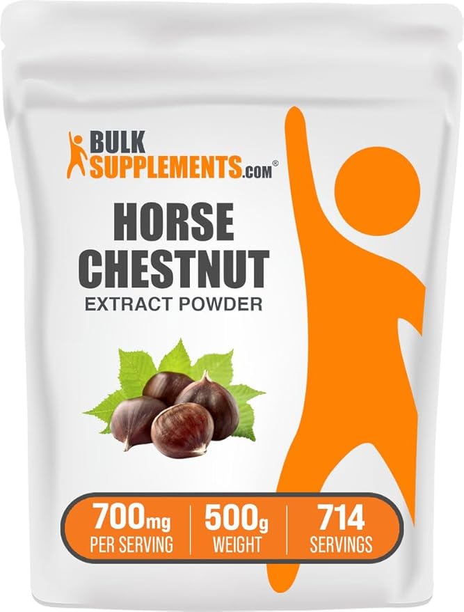 BulkSupplements.com Horse Chestnut Extract Powder - Horse Chestnut Supplement Herbal Supplement - Gluten Free 700mg per Serving 500g (1.1 lbs) (Pack of 1)