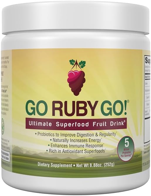 IVL - GO Ruby GO! Red Superfood Powder Juice | 42 Antioxidants Probiotics and Immunity Boost (Beet Root Powder and more Powder Supplements) | Fruit Powder &amp Extract Blend | Energy &amp Digestion
