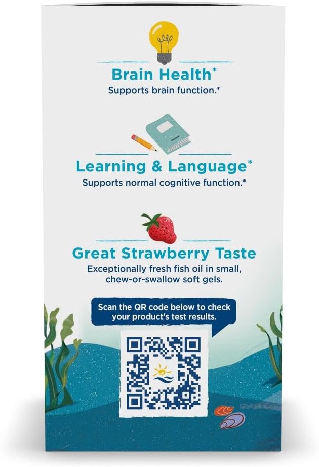 Nordic Naturals Ultimate Omega Jr. Strawberry - 90 Mini Soft Gels - 680 Total Omega-3s with EPA &amp DHA - Brain Health Mood Learning - Non-GMO - 45 Servings
