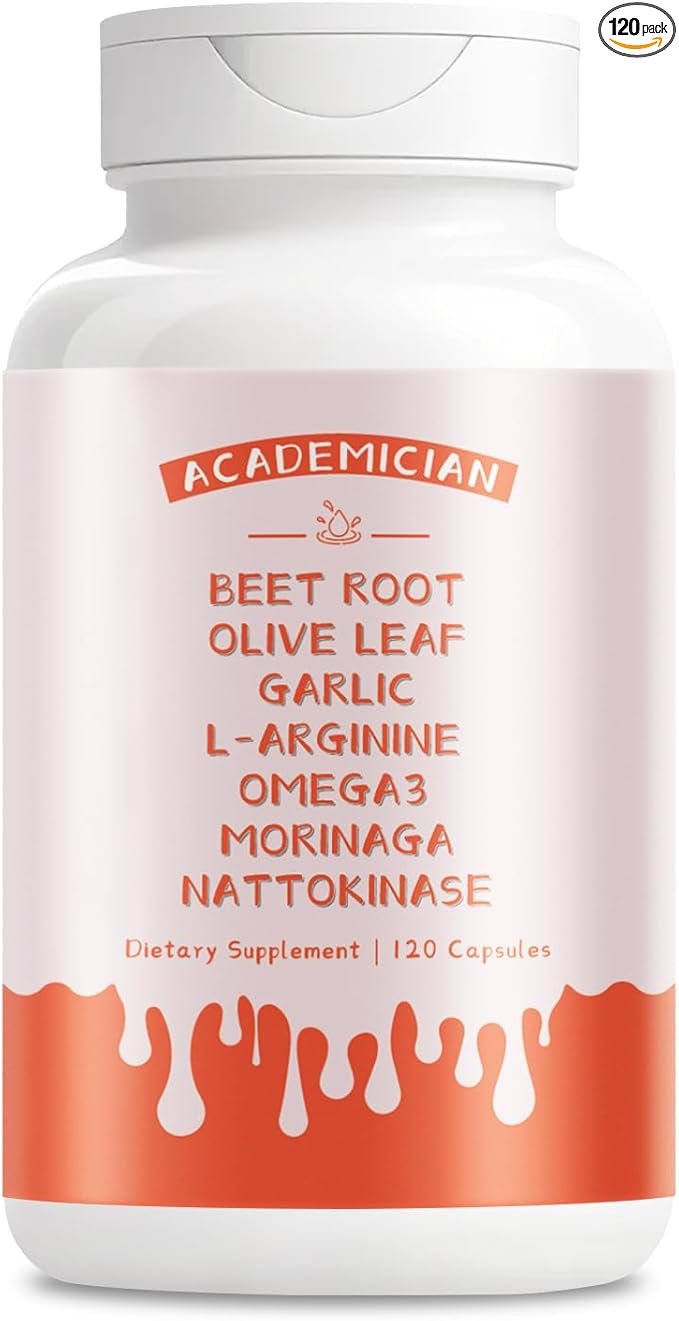 Moringa Capsules with Beet Root Capsule Olive Leaf Garlic L-Arginine Omega 3 Nattokinase Supplement - 120 Count