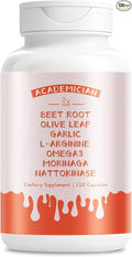 Moringa Capsules with Beet Root Capsule Olive Leaf Garlic L-Arginine Omega 3 Nattokinase Supplement - 120 Count
