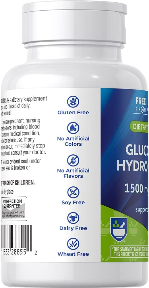 Rite Aid Glucosamine Hydrochloride Caplet - 1500mg 30 Count Joint Support Supplement Antioxidant Properties Helps with Inflammatory Response Occasional Discomfort Relief for Back Knees &amp Han