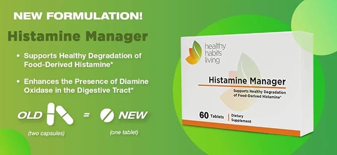 Histamine Manager – New and Improved Formula 20000 HDU of Diamine Oxidase DAO per tablet – Digestive Enzyme to Help Block and Manage Food-Derived Histamine Intolerance – 60 Tablets (2 Boxes)