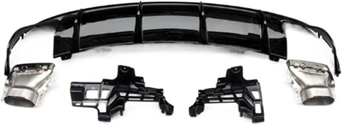 PP Rear Lip Diffuser with Exhaust Tips Compatible for Mercedes Benz CLA Class W117 CLA260 CLA45 2013-2018 Bumper Skid Plate (Color : 2016-2018 Silver)