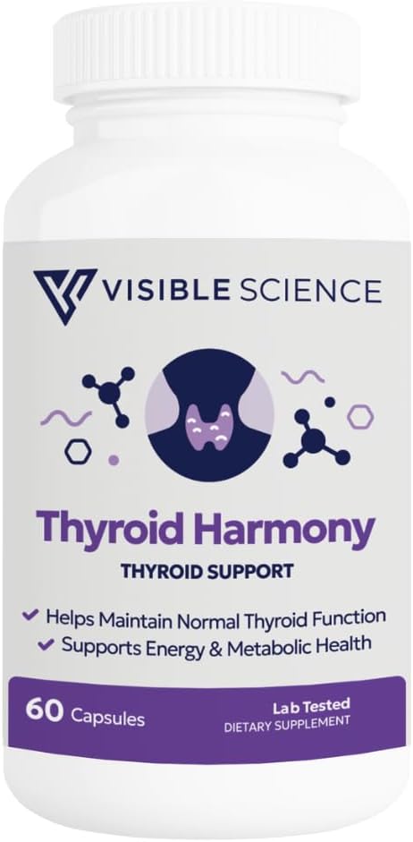 Thyroid Support – Energy Focus &amp Metabolism Supplement with Iodine Selenium Ashwagandha B12 &amp Zinc – Non-GMO 60 Capsules