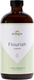 ENTEGRO Flourish Junior Liquid Probiotic &amp Postbiotic Supplement - Glass | 11 Live Cultures | Gut &amp Digestive Health for Women Men &amp Kids | Organic Vegan Allergen Free | USA Made | 16 f