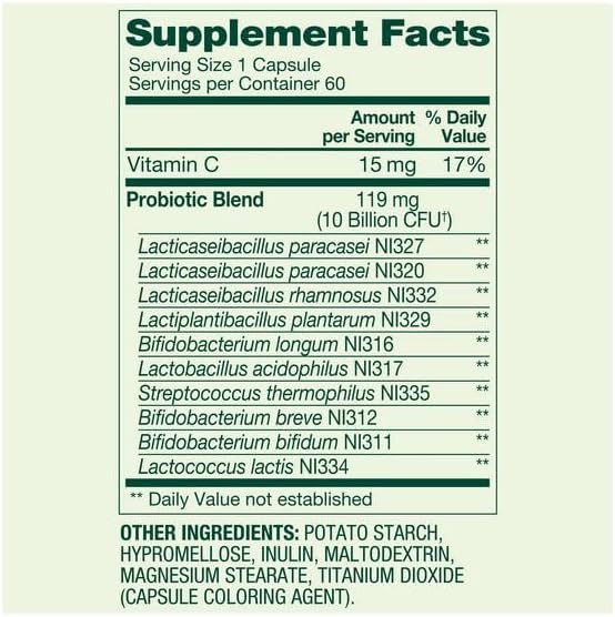 H4U Spring Valley Extra Strength Probiotic Vegetable Capsules for Digestive Health (10 Billion CFU 60 Count)