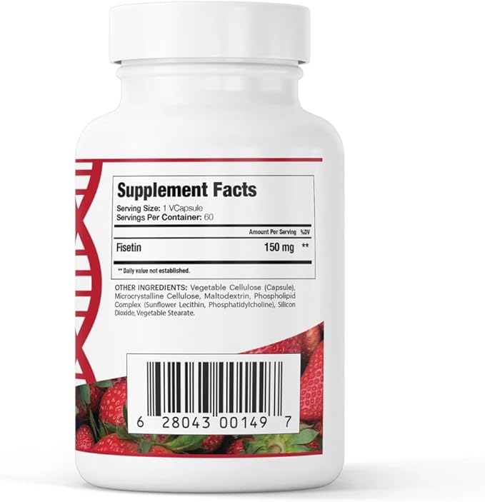 Fisetin 150mg | Supplement for Aging Cognitive Support | Pure Fisetin Supplement - Powerful Serving Size | Gluten Free Vegan USA Made Non-GMO | 60 Capsules
