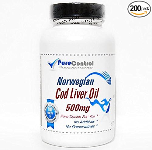 Norwegian Cod Liver Oil Concentrate 500mg // 200 Capsules // Pure // by PureControl Supplements