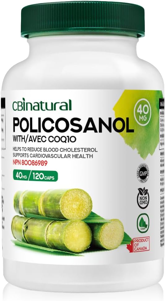 Policosanol 40mg with Coq10 30mg 120 Vegan Capsules 4-Month Supply