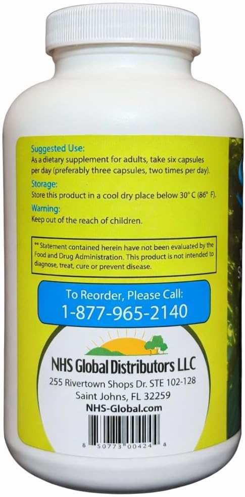 Sea of Greens – Organic Seaweed &amp Algae Superfood Blend – Spirulina Chlorella Bladderwrack Wakame – Natural Iodine &amp Fucoidan – Oxalate-Free – 180 Vegetable Capsules - 2 Pack