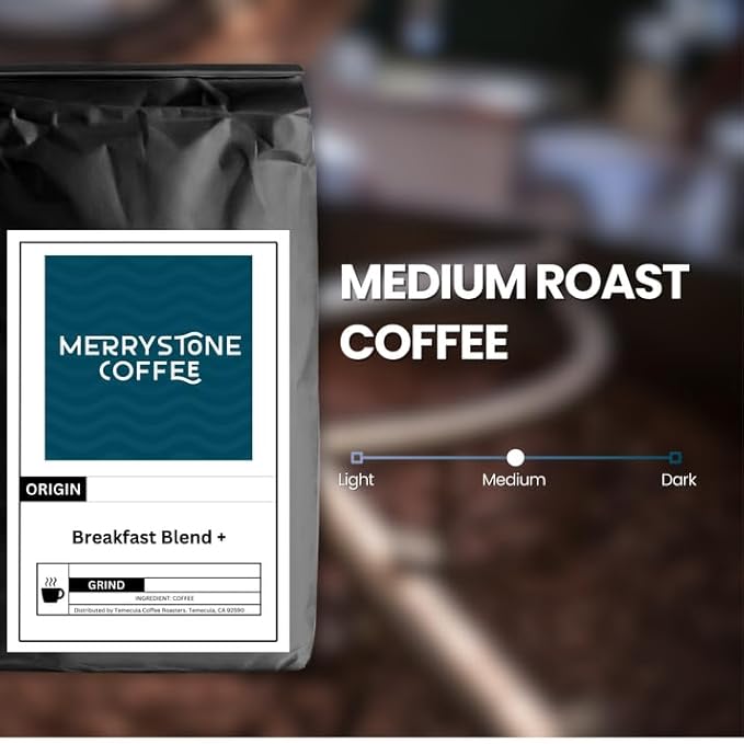 Merrystone Breakfast Blend Coffee Medium-Light Roast Roasted to Order 2 Lb Standard Grind