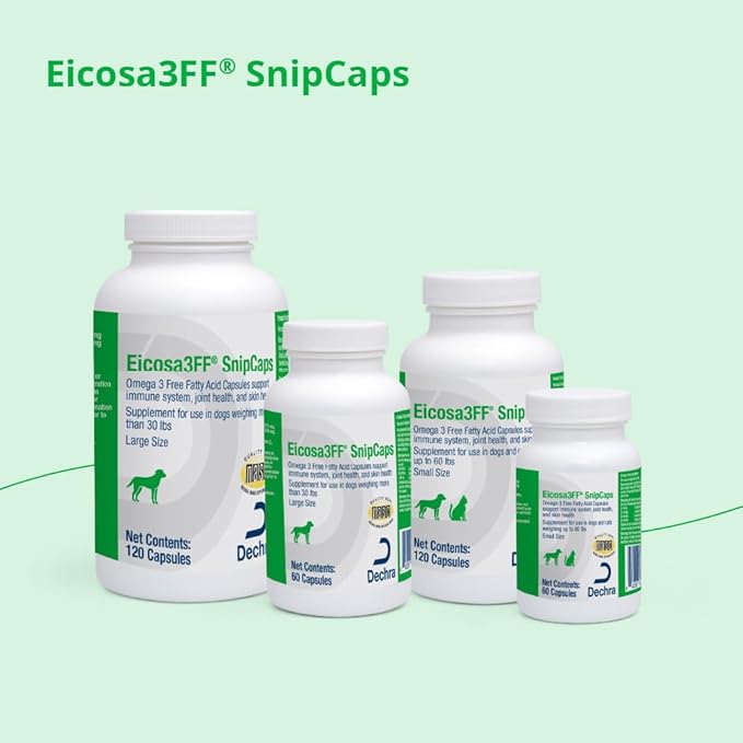 Eicosa3FF SnipCaps Omega 3 Free Fatty Acid Capsules for Dogs and Cats - Small 120 ct