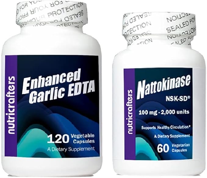 Enhanced Garlic EDTA and Nattokinase NSK-SD. Cardio Cleansing Health Bundle (Two Items)