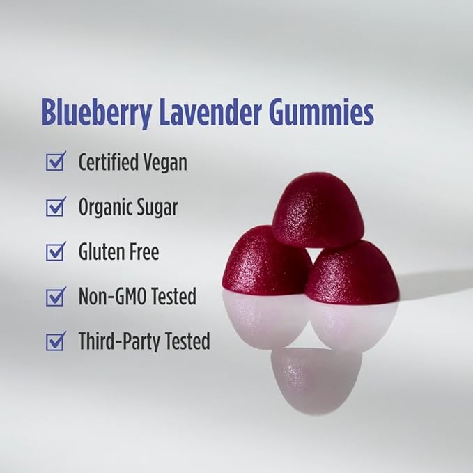 Nordic Naturals Magnesium Gummies for Adults Blueberry Lavender Flavor - 60 Gummies - Vegan Magnesium Supplement for Mind Mood and Cardiovascular Support - Non-GMO - 20 Servings