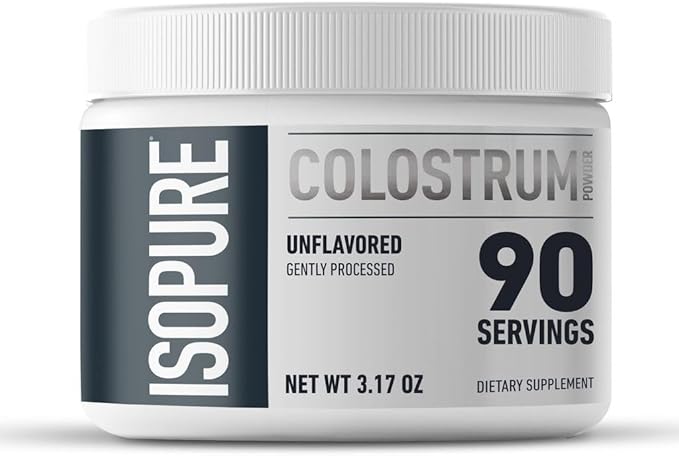 Bundle of Isopure Bovine Colostrum Supplement Powder Gently Processed 90 Servings + Isopure Unflavored Creatine Monohydrate Powder 5g Creatine Monohydrate per Scoop 100 Servings 500g