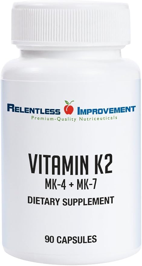 Natural Vitamin K2 MK4 Plus Vitamin K2 MK7 High-Potency 15000mcg MK-4 + 60mcg MK-7 Supports Bone and Arterial Health Vegi-Capsules Soy-Free