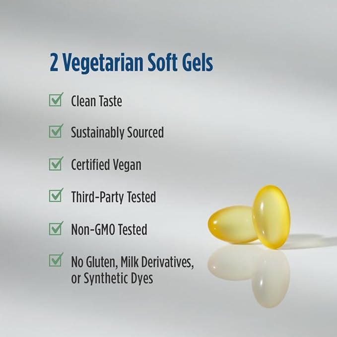 Nordic Naturals Vegan Prenatal DHA Unflavored - 60 Soft Gels - 500 mg Plant-Based DHA - Supports Brain Development in Babies &amp Healthy Pregnancy - Non-GMO - 30 Servings