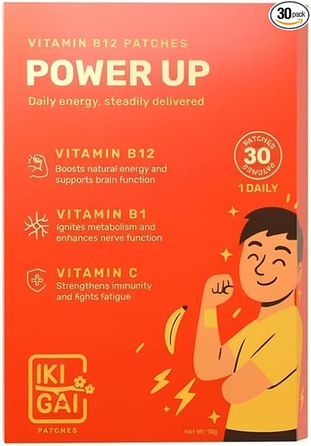 IKIGAI B12 Energy Transdermal Patch – Vitamin B12 B1 &amp Vitamin C Daily Skin Patch | 30 Peel &amp Stick Plant-Based Vitamin Patches for Men &amp Women | Pill-Free Supplement Alternative | Extern