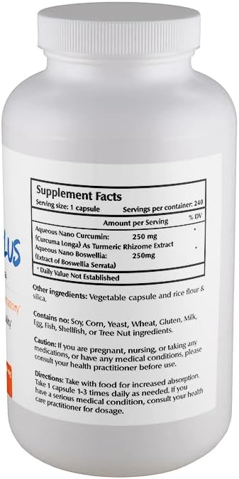 One Planet Nutrition Nano Curcumin Plus 500 mg Veggie Capsules (240 Servings) Nano Curcumin with Boswellia for High Absorption Supports Joint and Immune Health Non-GMO Vegan Gluten-Free