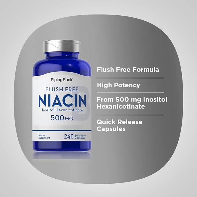 Piping Rock Niacin 500mg | Flush Free | 240 Capsules | Vitamin B3 Supplement | Non-GMO Gluten Free