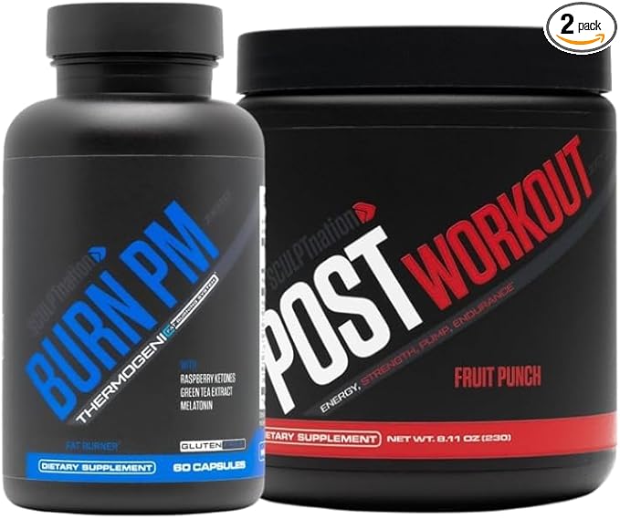 Sculpt Nation by V Shred Burn PM and Post Workout Fruit Punch Powder Bundle