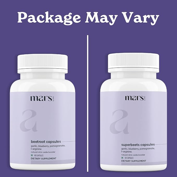Mars Beetroot Capsules with L-Arginine Garlic Pomegranate &amp Blueberry Nitric Oxide Booster Supplement Pack of 2