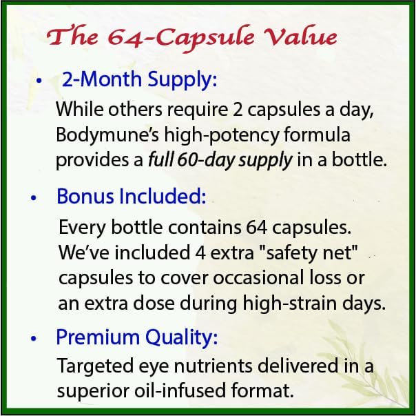 Bodymune Advanced EyeCare | USDA Organic Eye Health Supplement with Lutein &amp Zeaxanthin | Maqui Goji &amp Sea Buckthorn Extracts | 60-Day Supply | Vegan Non-GMO Made in USA