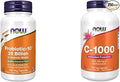 NOW Supplements Probiotic-10™ 25 Billion with 10 Probiotic Strains Dairy Soy and Gluten Free &amp Supplements Vitamin C-1000 with 100 mg of Bioflavonoids Antioxidant Protection* 250 Capsules