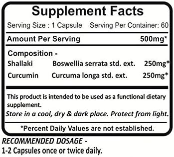 Planet Ayurveda Boswellia Curcumin 500mg Veg Capsules - 2 Bottles