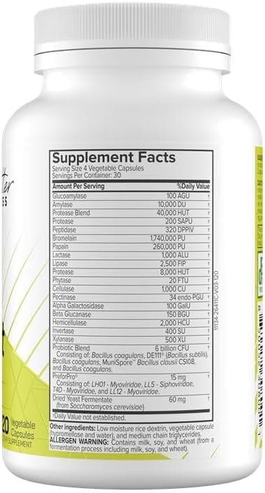 ProDigest – Digestive Enzymes with Prebiotics Probiotics Postbiotics Gut Health Supplement for Bloating Indigestion &amp Regularity 120 Veg Caps YMW