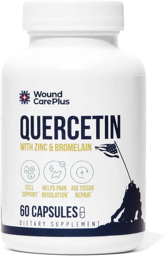 Wound Care Plus Quercetin with Zinc &amp Bromelain – Powerful Antioxidant Supplement – Supports Immune Function &amp Healthy Inflammation Response – 60 Capsules – Non-GMO Gluten-Free
