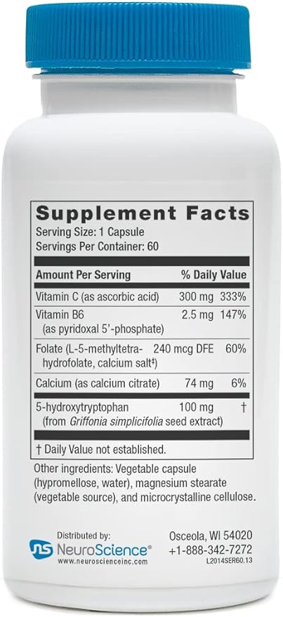 Neuroscience Serene - Sleep Aid Without Melatonin - Emotional Support Supplement with 5-HTP Calcium and B Vitamins for Serotonin Balance and Healthy Sleep Cycles (60 ct)