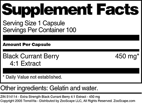 Extra Strength Black Currant Berry 4:1 Extract - 450 mg (100 Capsules ZIN: 514114)