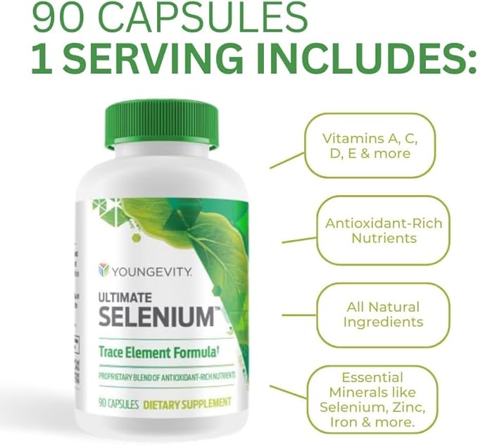 (INTERNATIONAL SHIPPING) Youngevity Ultimate Selenium 100 mcg 4 Bottles 90 Capsules Each