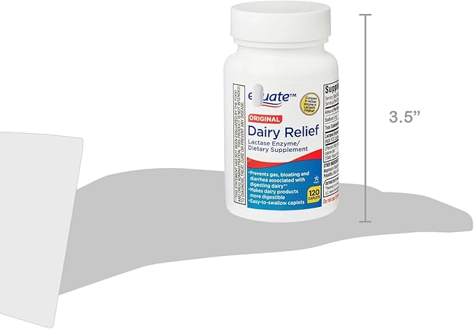 Dairy Relief Caplets Original 120 Count – Lactase Enzyme Supplement for Dairy Digestion Support (Pack of 1)