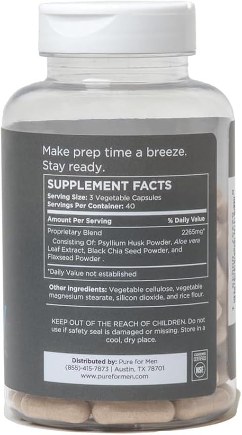 Pure for Men Stay Ready Fiber Supplement (120 Ct) + Bum Bulb Anal Douche Kit