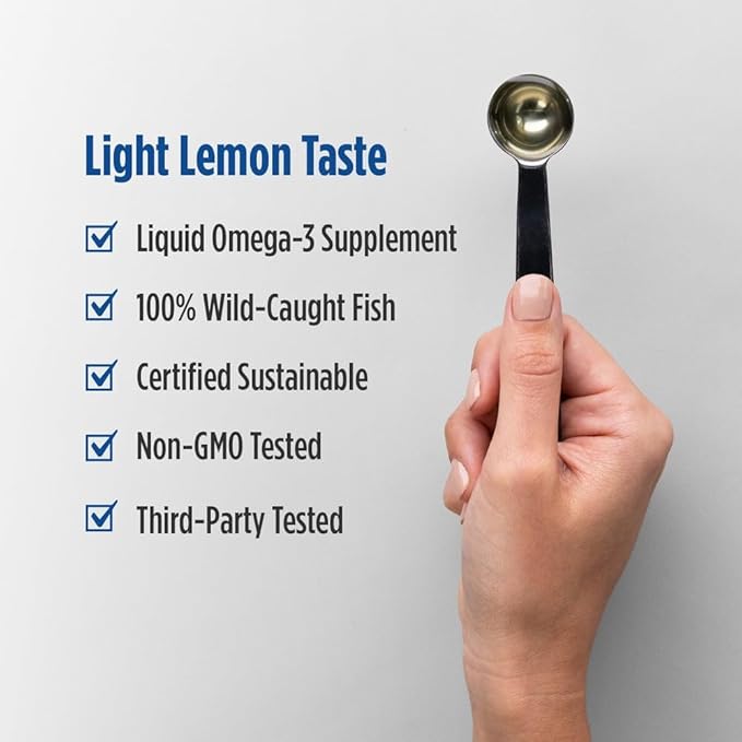 Nordic Naturals Omega-3 Lemon Flavor - 8 oz - 1560 mg Omega-3 - Fish Oil - EPA &amp DHA - Immune Support Brain &amp Heart Health Optimal Wellness - Non-GMO - 48 Servings