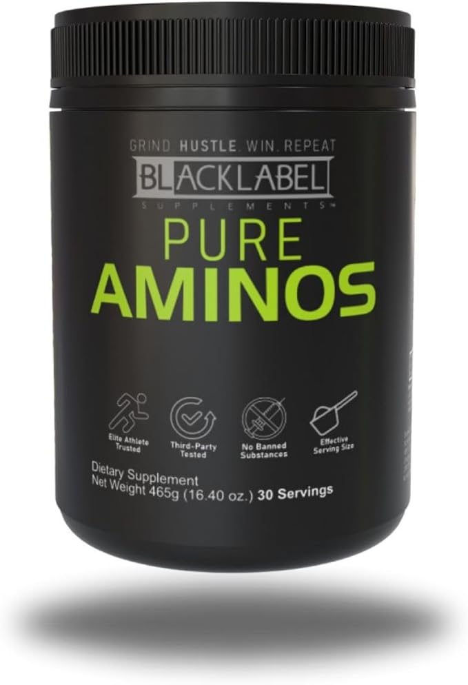 BLACKLABEL Supplements Pure AMINOS Essential Amino Acids Green Apple 30 Servings – Vegan Post-Workout Recovery Powder – Low Calorie Amino Acid Supplement for Muscle Support and Performance