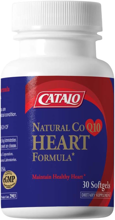 CATALO Extra CoQ10 Formula - 100mg Coenzyme Q10 Flaxseed Oil Fermented Soybean Extract 60 Softgels Gluten-Free