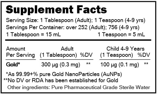 True colloidal Gold - 1 U.S. Gallon in BPA Free Plastic jug