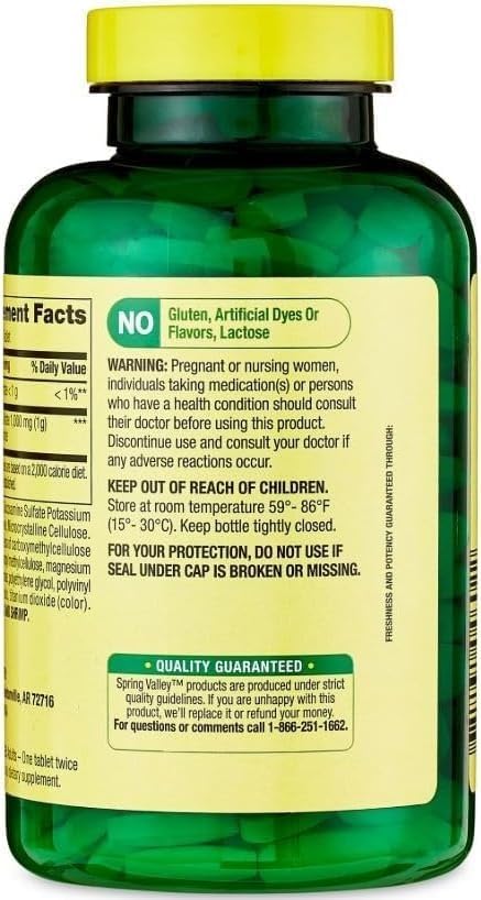 Spring Valley Glucosamine Sulfate Potassium Chloride | Glucosamina para las Articulaciones | Inflammation | 1000 mg | 200 Count | Medicine Organiser Box with M&ampF Essential
